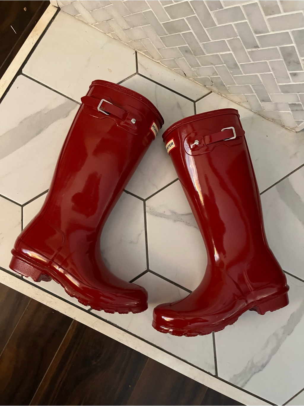 Hunter Gloss Red Knee-High Rain Boots Big Kids — image 3 of 8